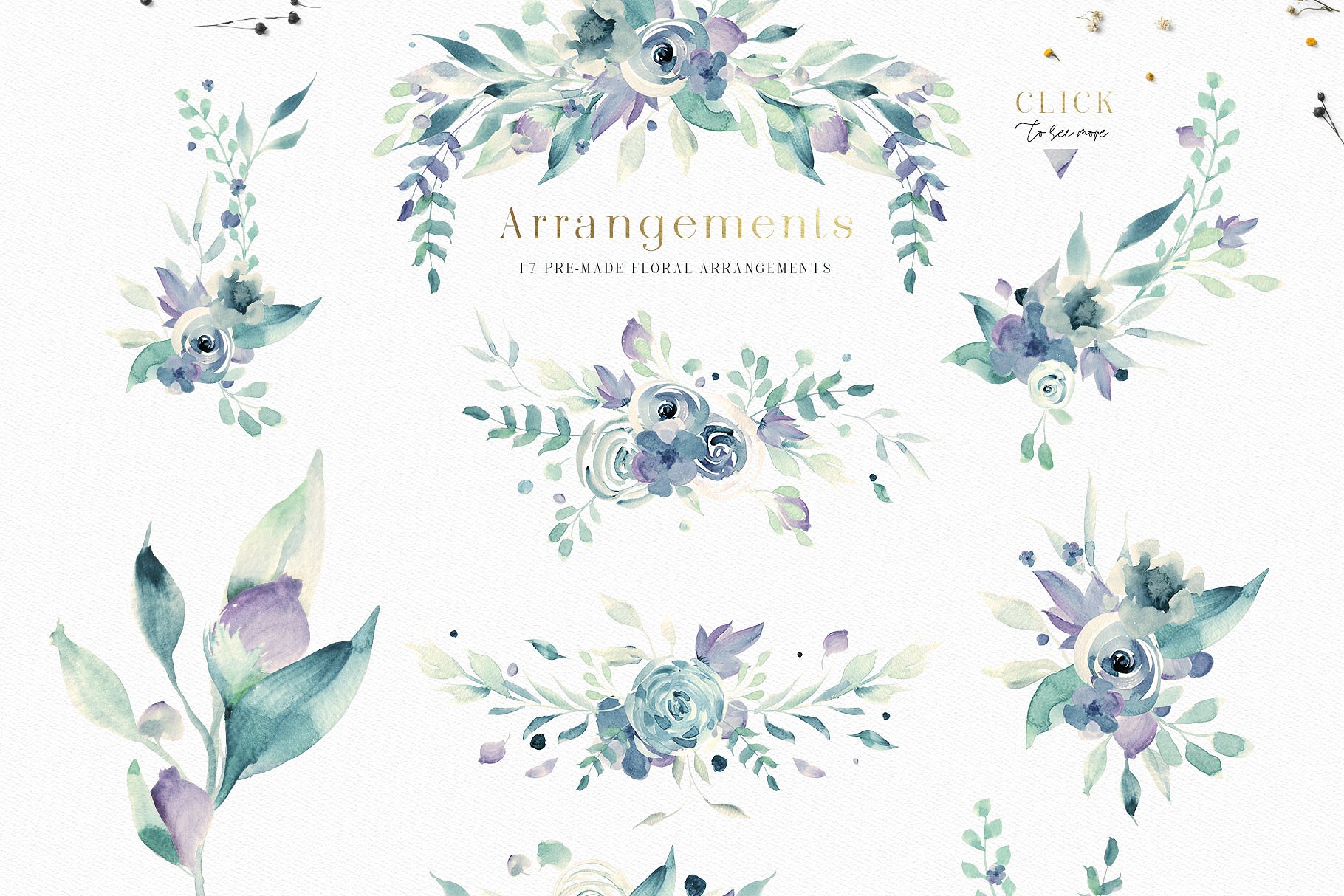 轻奢风格水彩元素合集 A Mountain Summer Watercolor Set插图(11)