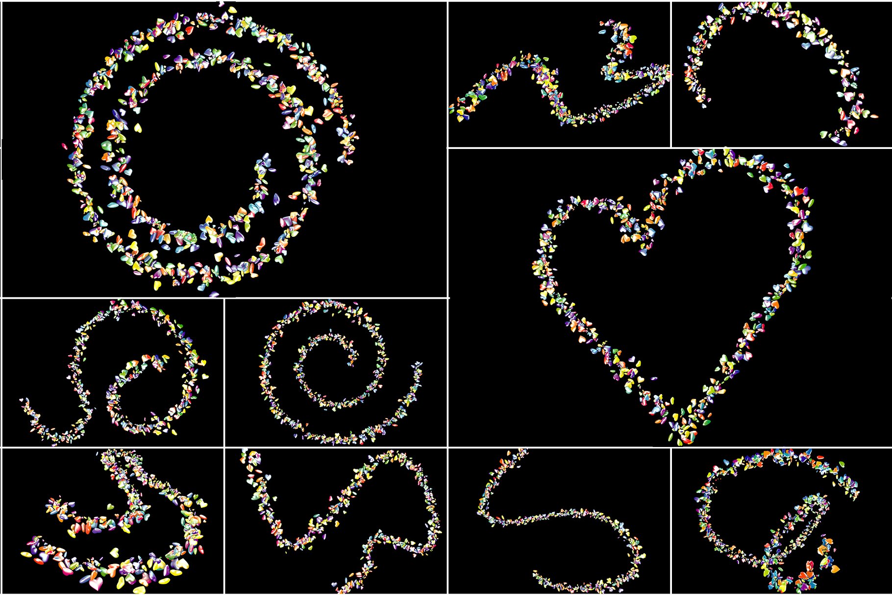 8K超高分辨率飘逸的少女心叠层背景 Glossy Hearts插图(2)