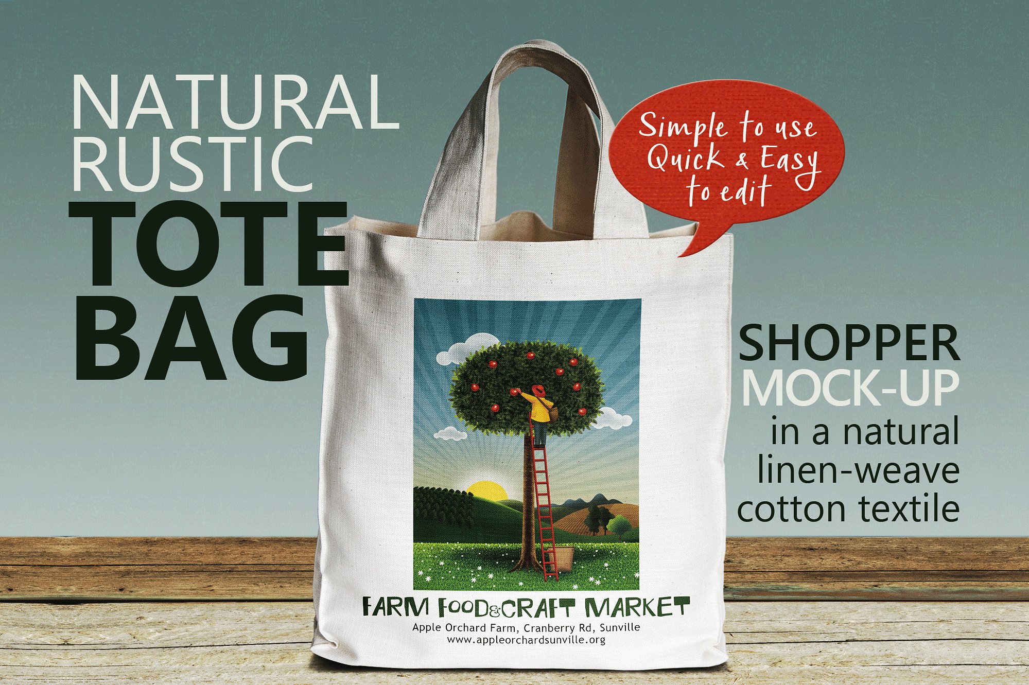 带把手的方形风格环保手提袋设计展示模型Mockups插图