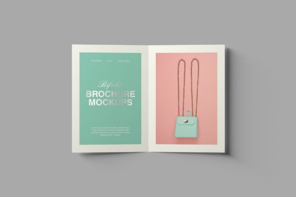 A5双折页产品传单设计图样机 A5 Bifold Brochure Mockups