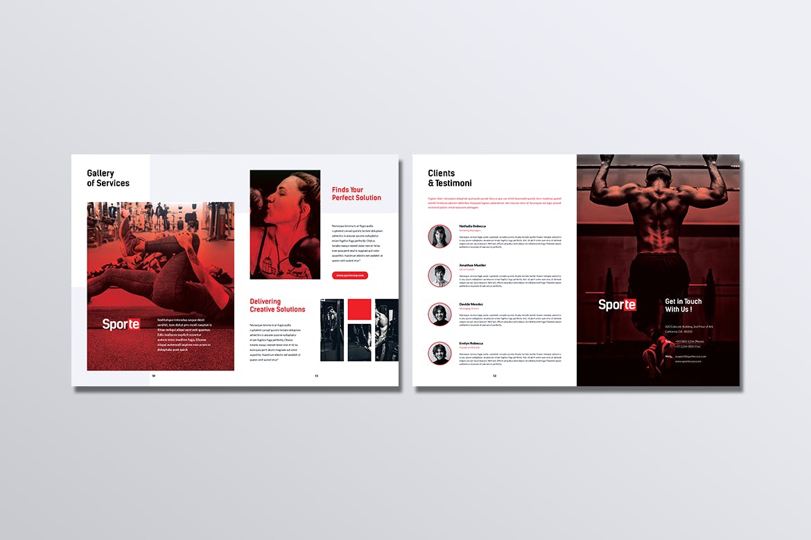 健身体育运动俱乐部宣传画册排版设计模板 SPORTE Sport Fitness & Gym Brochure插图(7)