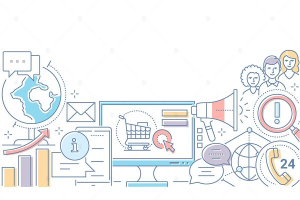 数字营销主题线条艺术风格矢量插画素材库精选 Digital marketing – line design style illustration