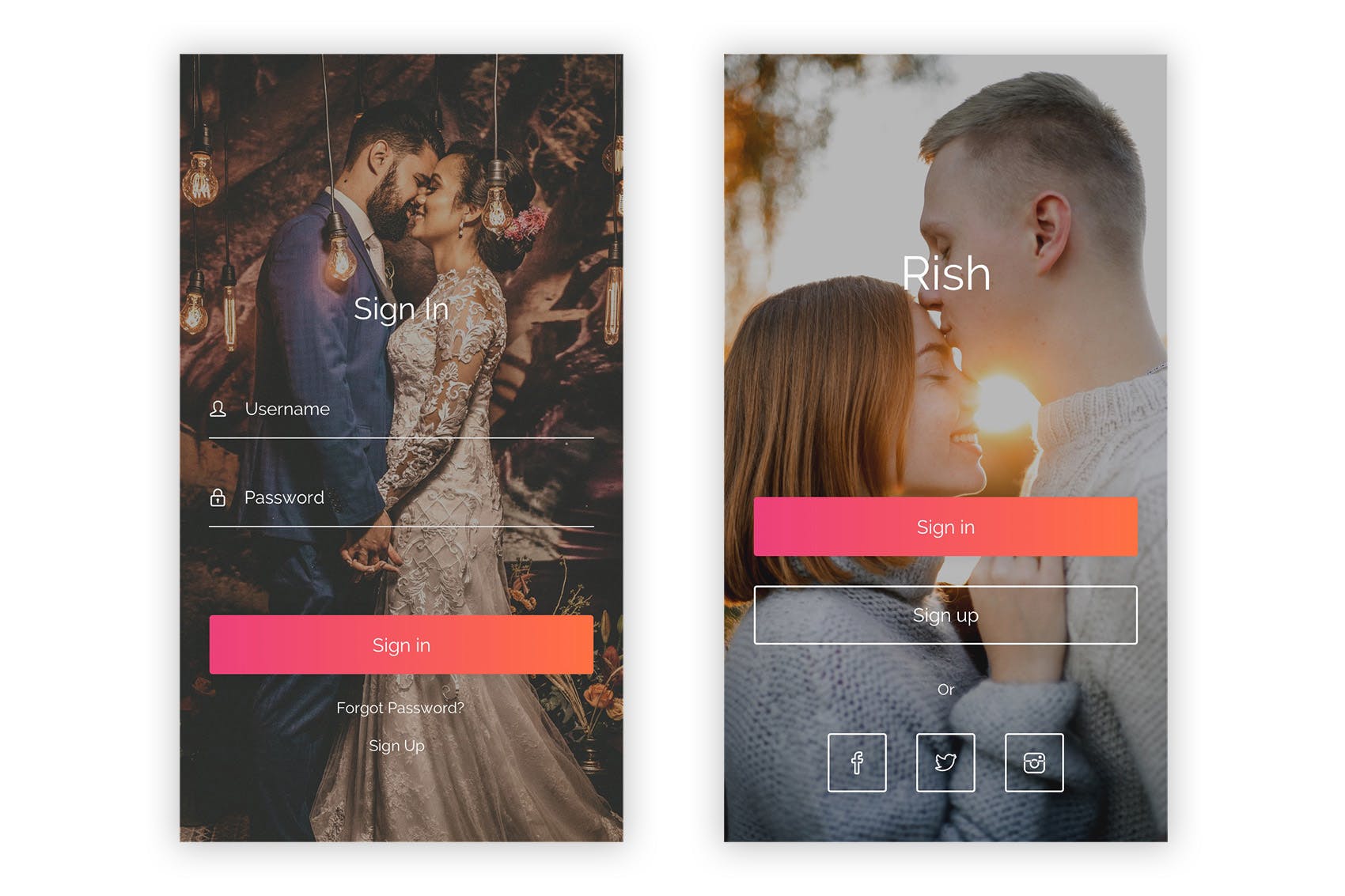 约会交友APP应用UI用户交互界面设计PSD模板 Rish- Dating, Meeting & Networking  for Photoshop插图