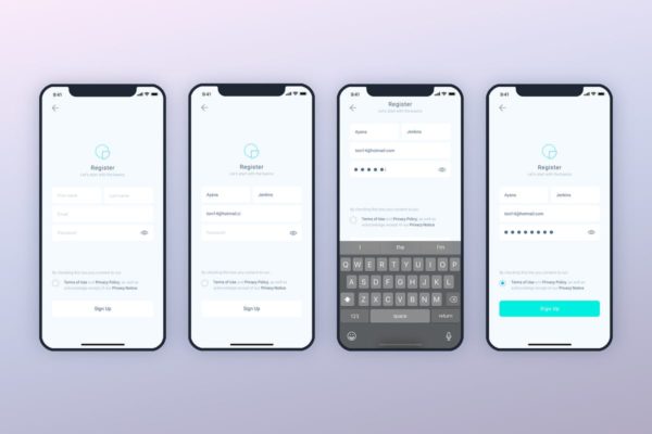 刘海屏手机APP登陆页面UI设计模板 SignIn SignUp Mobile Ui – FP