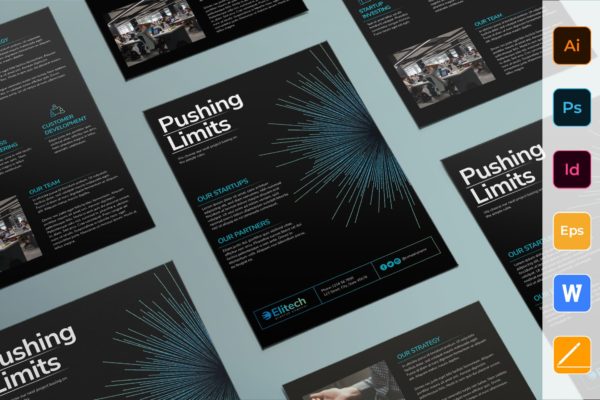 信息科技公司简介海报传单设计模板 Tech Startup Flyer