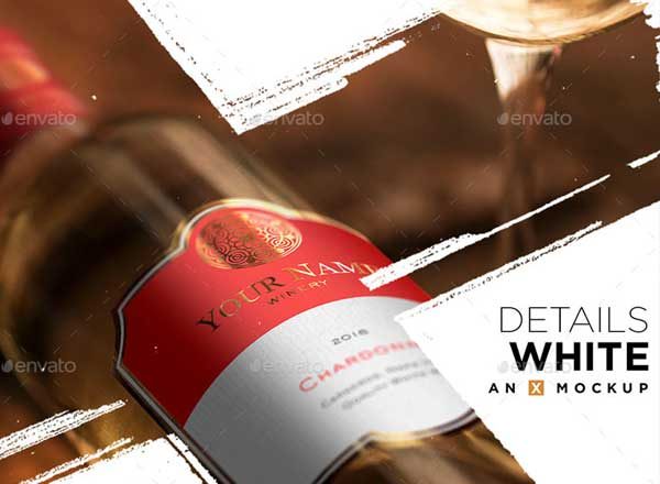洋酒酒瓶细节样机模板 Details Wine Mockup – Bordeaux White
