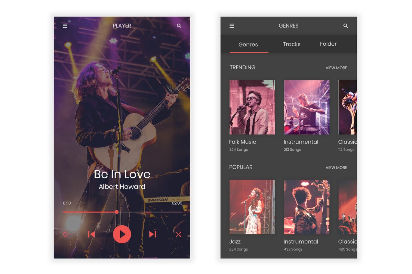 在线音乐听歌APP应用UI设计SKETCH模板 Raag – Music Player UI Kit for Sketch插图(4)