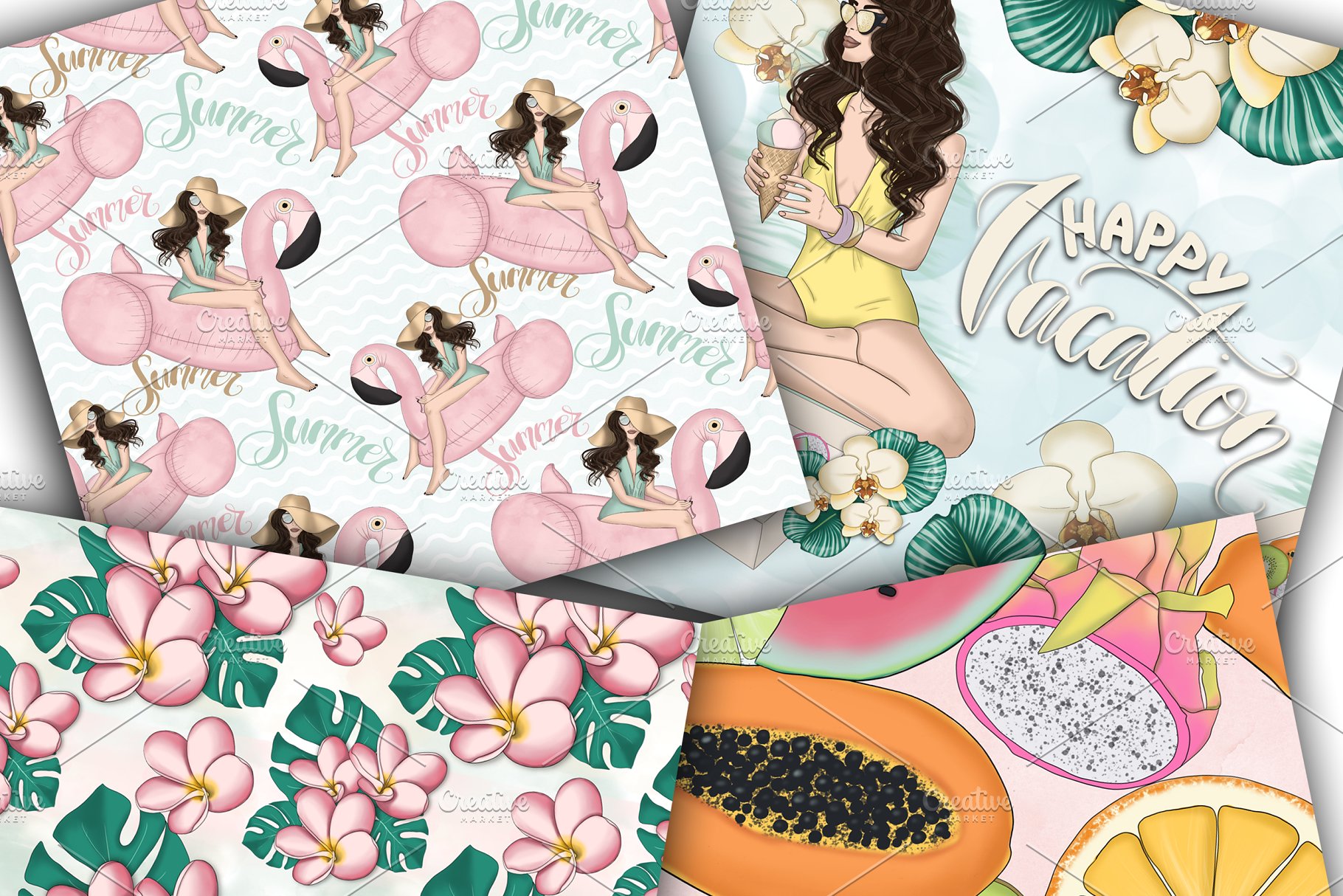 暑假快乐手绘设计素材套装 Happy Vacation Summer Design Kit插图(10)