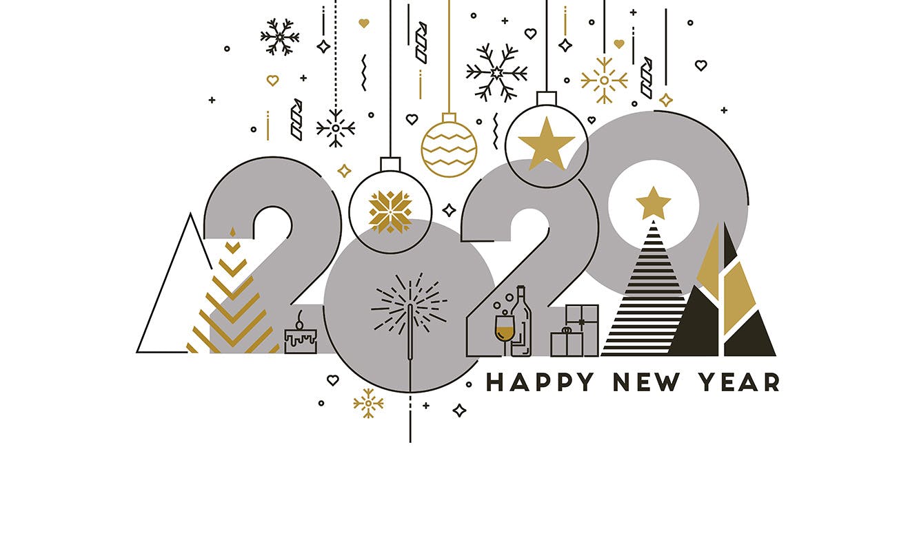 扁平设计风格彩色线条新年庆祝主题概念插画素材 Flat Thin Color Line Concept of Happy New Year插图(4)