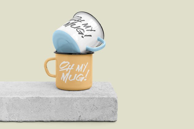 3D立体高分辨率珐琅马克杯样机 Enamel Mug Mockups Pack插图(1)