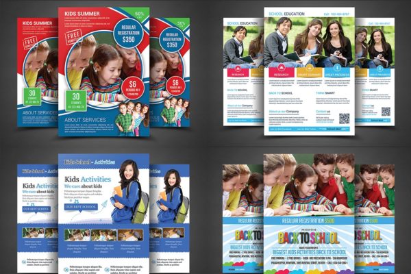 学校教育机构宣传传单模板 School Education Flyer Bundle