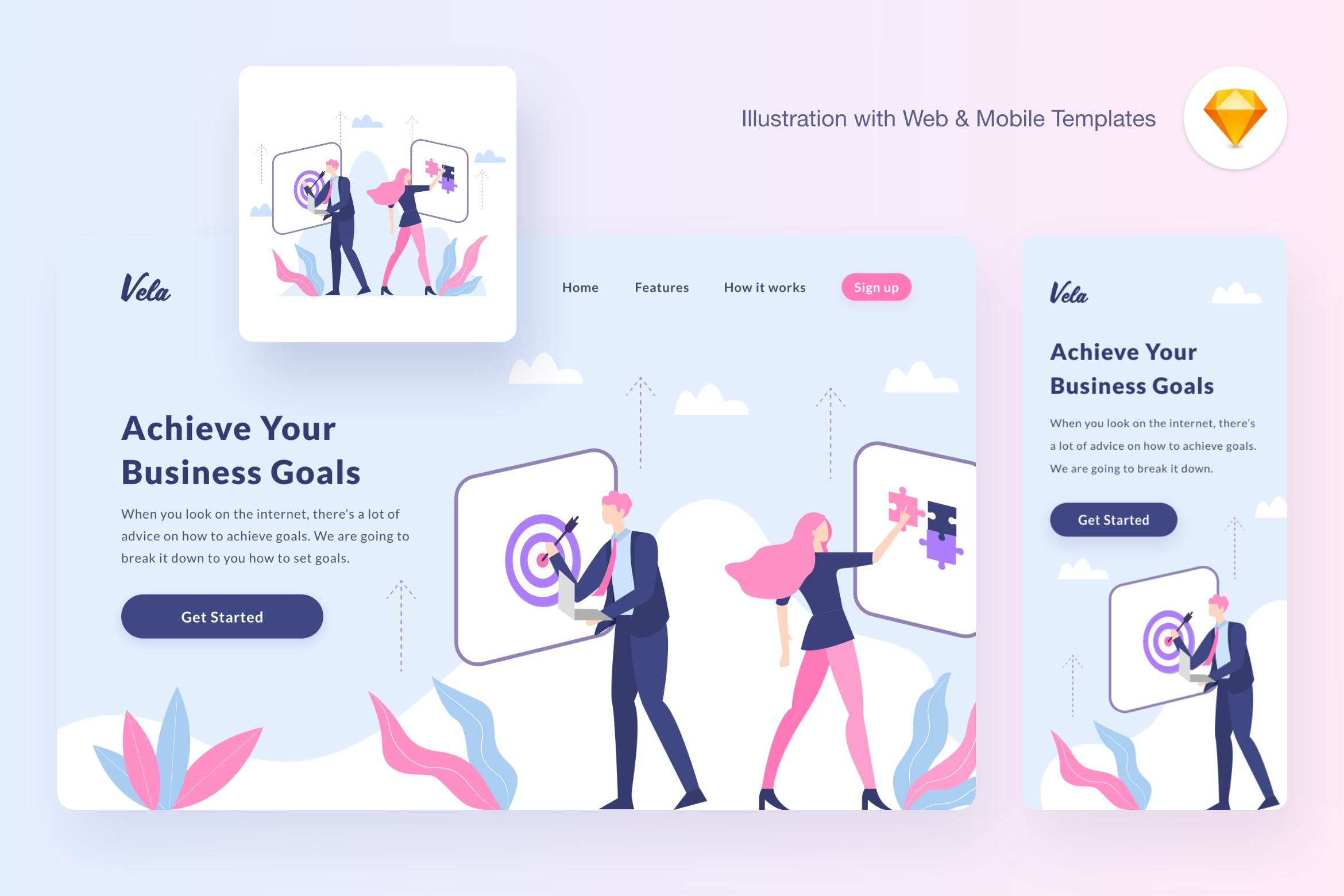 项目计划网站矢量插画设计素材[SKETCH&SVG] Vela mission illustration (Sketch, SVG)插图