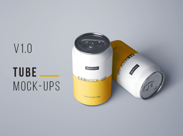 苏打水碳酸饮料易拉罐外观设计样机（标准尺寸） Soda Can Mockup ( Standard Size )