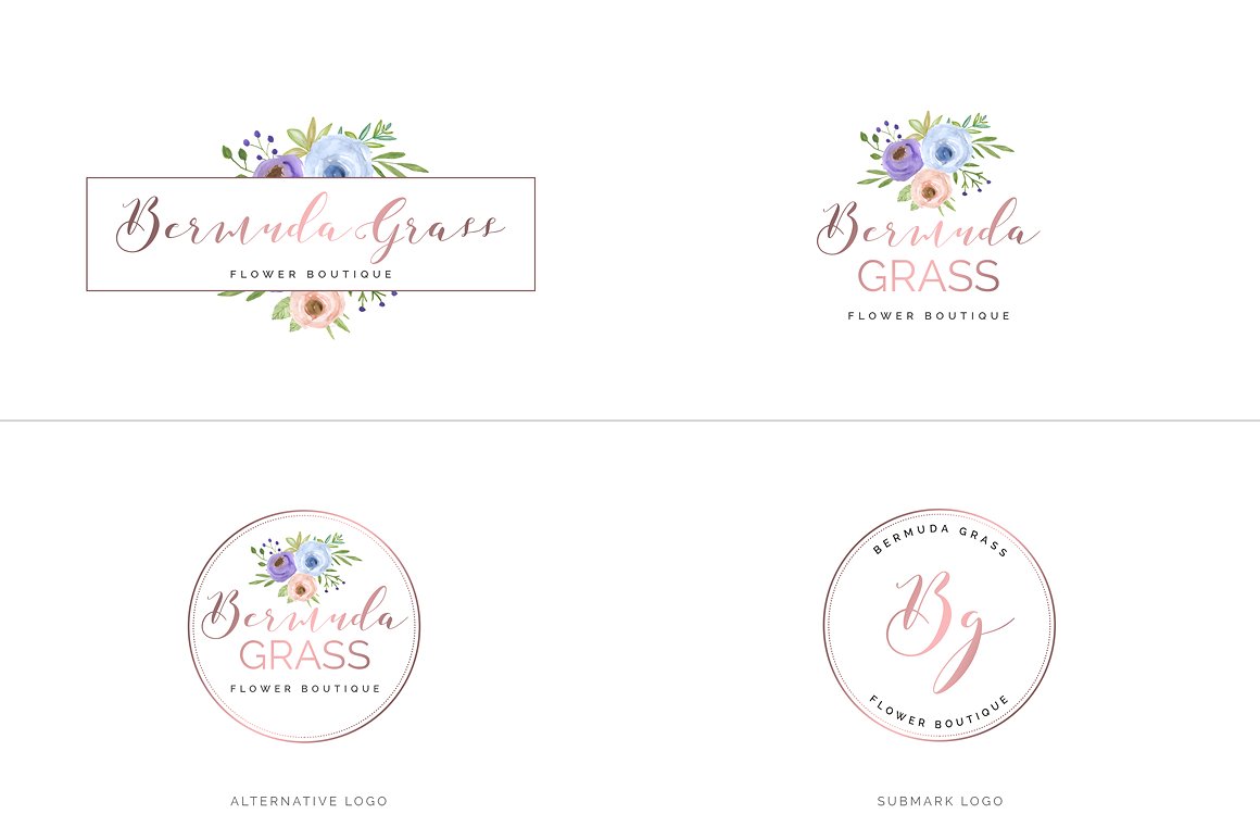 超级水彩风 Logo 设计素材包 Watercolor Premade Branding Logo Kit [模板、纹理&元素]插图(8)