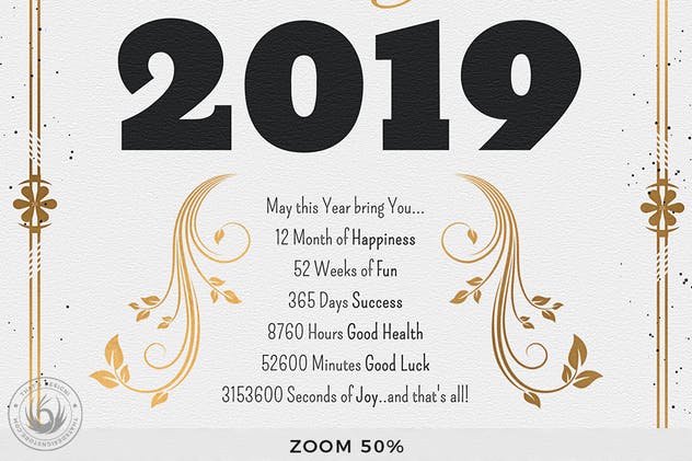 高级餐厅豪华金边框新年聚餐菜单PSD模板V1 New Year Menu Template V1插图(9)