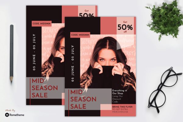 时尚品牌促销广告海报传单设计模板v13 Fashion Sale Flyer vol. 13