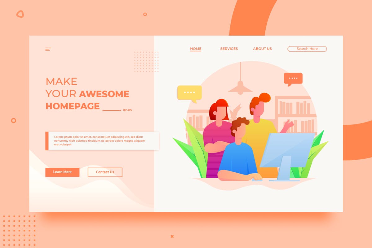 团队协作概念插画网站Banner设计模板v01 SRTP – Teamwork Banner Homepage.01插图