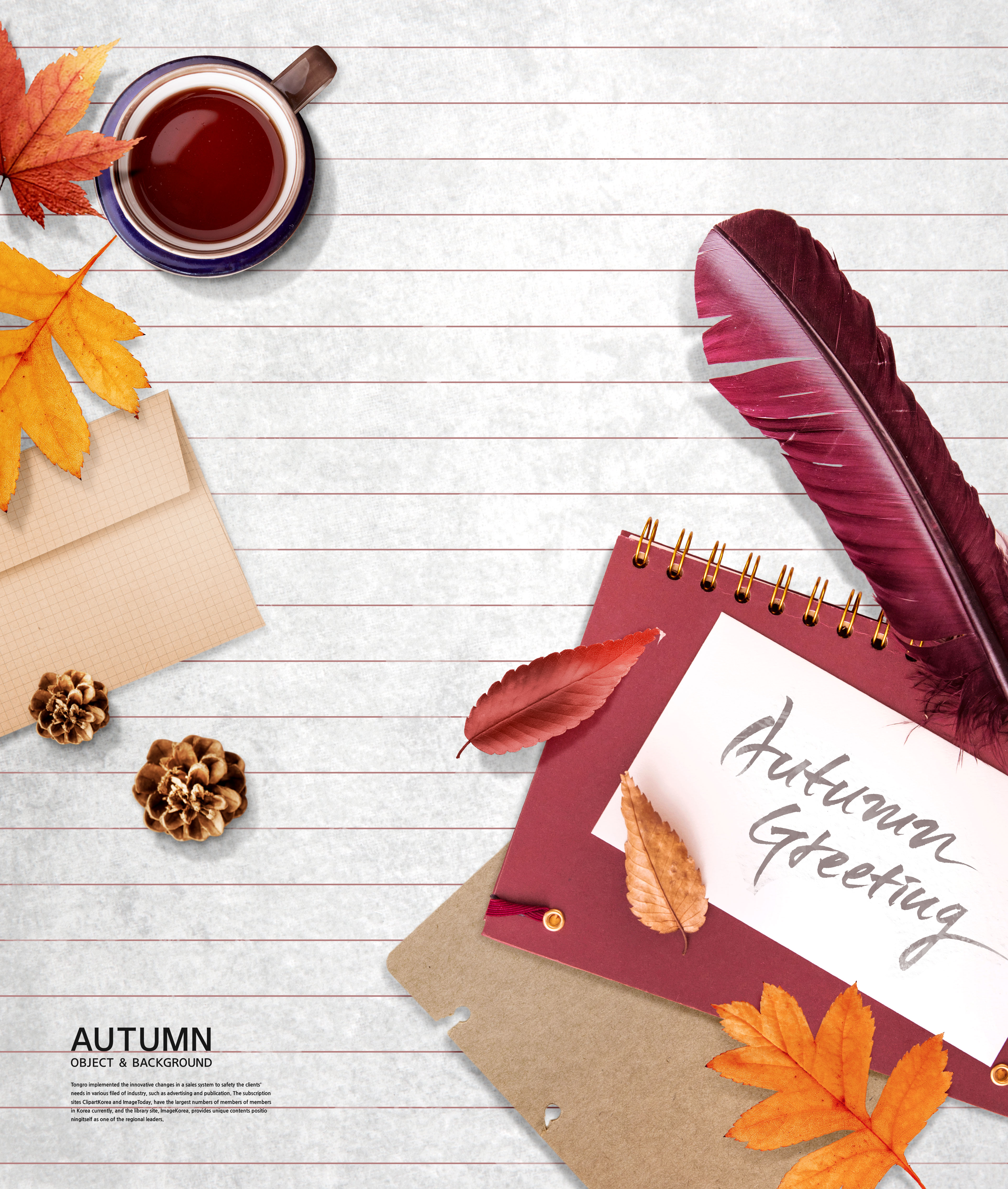 秋季信封信纸海报背景图片psd素材插图