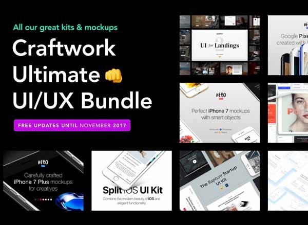 素材库下午茶：13套完美的UI/UX Kit打包下载 Craftwork Ultimate Bundle [4.5GB]