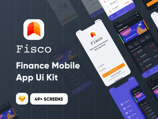 素材库下午茶：金融&银行移动APP应用UI套件Sketch模板
