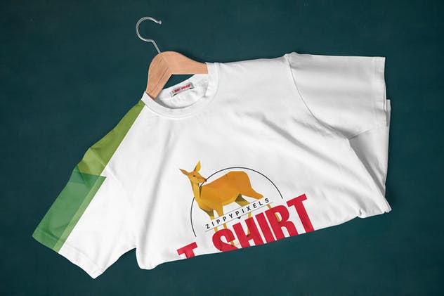 7组圆领时尚印花T恤服装设计样机 7 Round Neck T-Shirt Mockups插图(1)