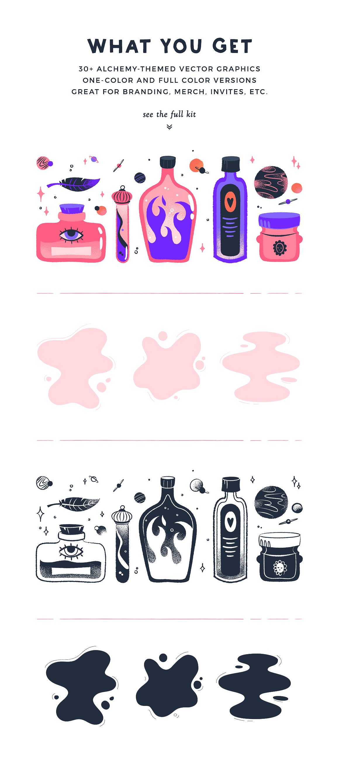 手绘炼金术师的魔法瓶系列矢量素材下载[ai,png]插图(1)