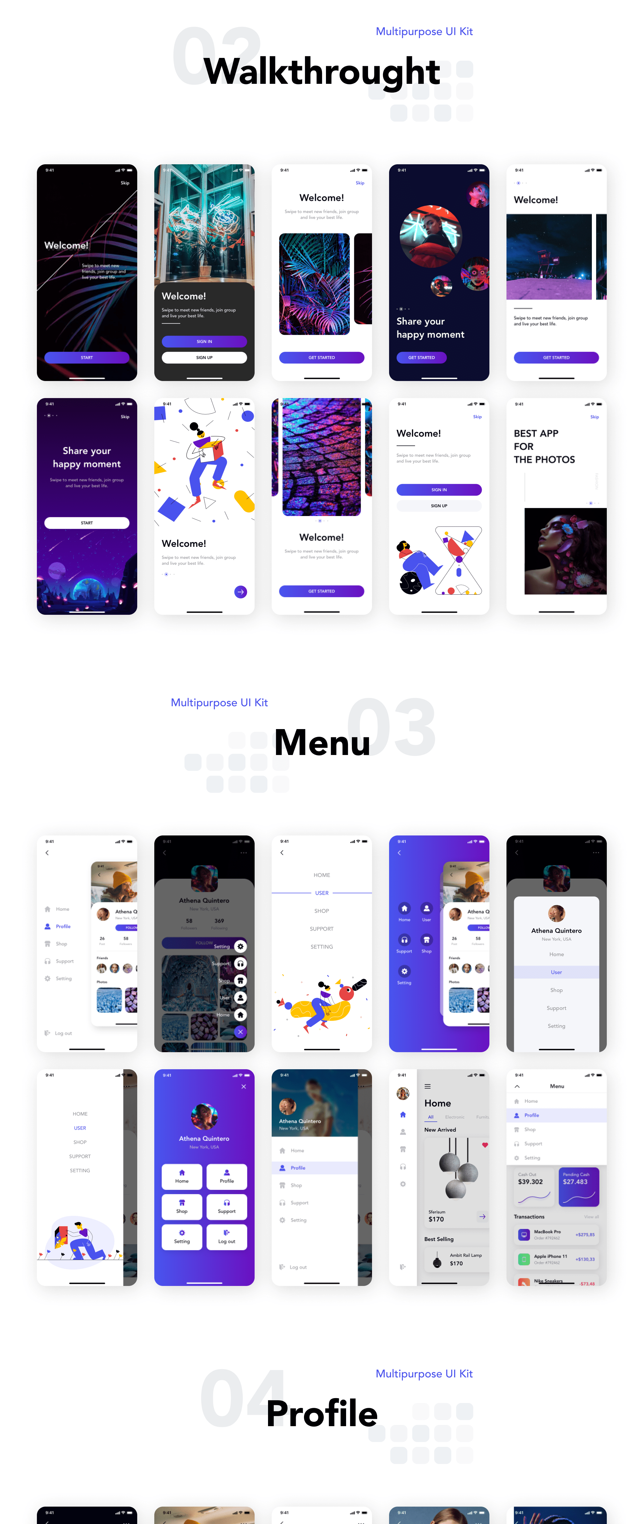 素材库下午茶：渐变色设计风格多功能APP应用UI套件插图(1)