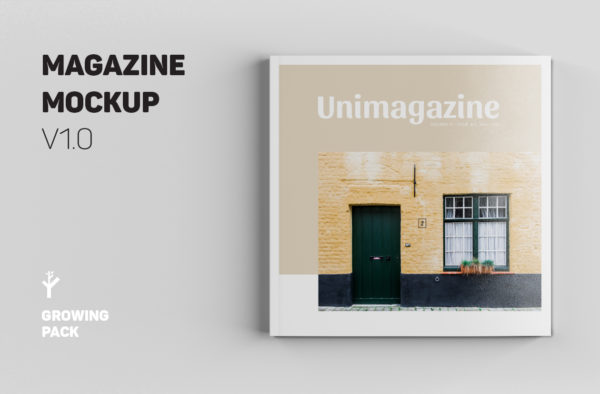 时尚方形高级杂志样机展示模板