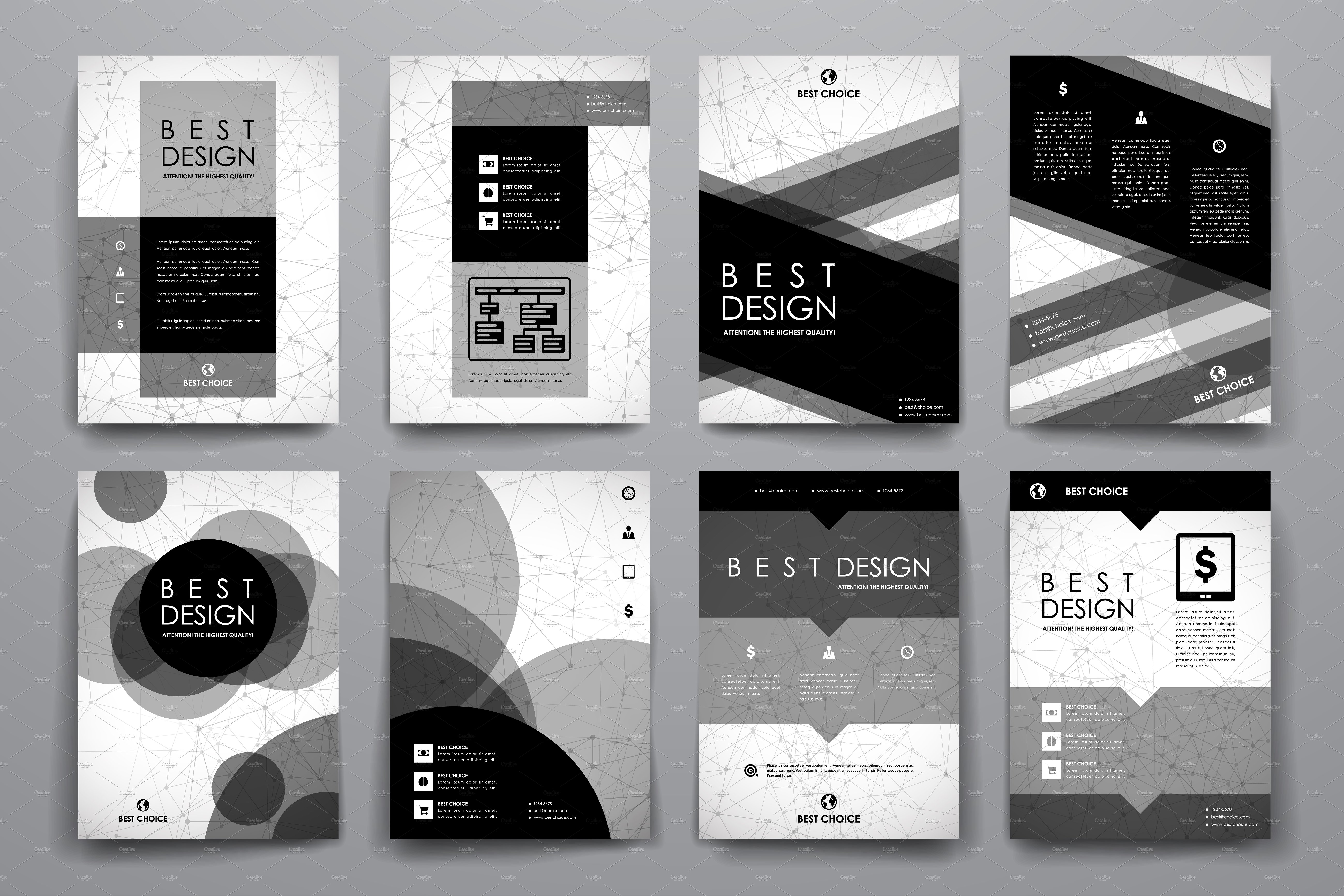 点线面黑白风画册模板 Molecular brochures插图