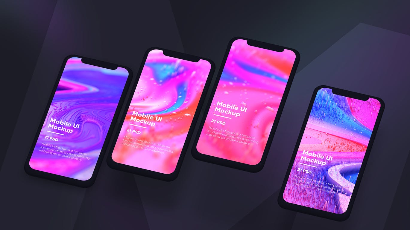 黑色iPhone手机UI界面设计效果图等距网格样机模板 Dark iPhone Mockup插图(9)