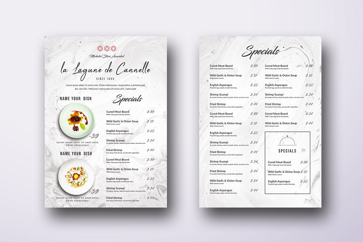 不同国家餐馆单页素材库精选菜单模板合集 Different Countries Single Page Food Menu Bundle插图(5)