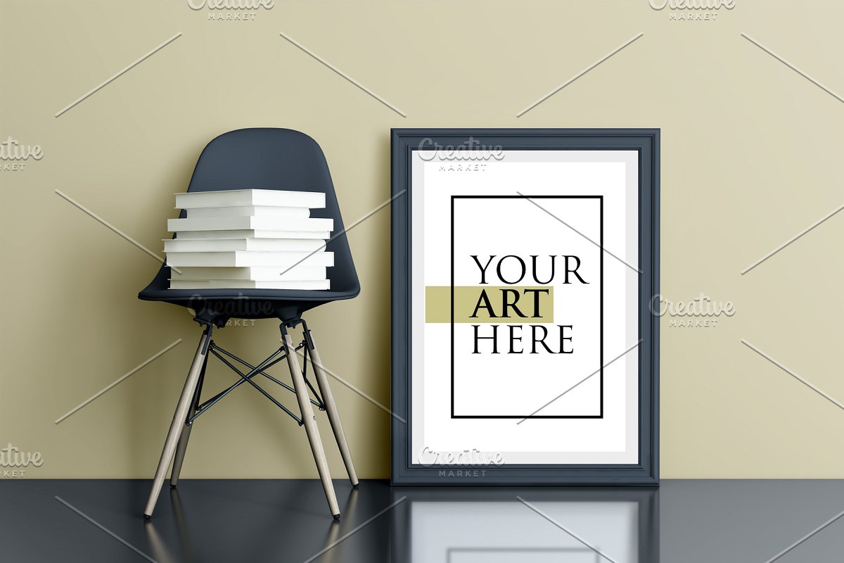 多彩的画框&椅子场景样机展示模板插图(16)