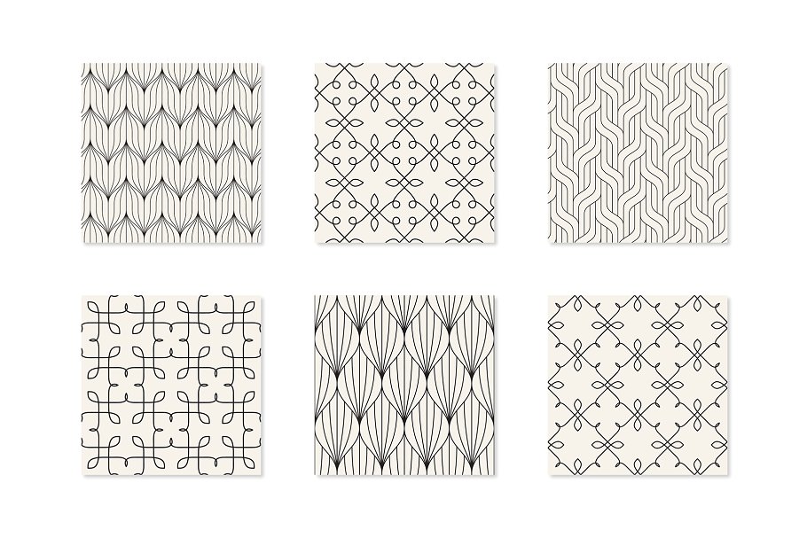 新艺术主义无缝图案花纹 Art Nouveau Seamless Patterns Set插图(2)