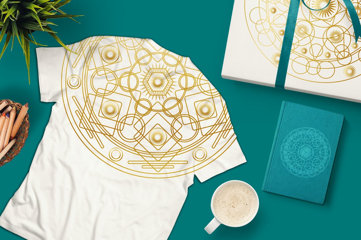 圆形曼陀罗花纹神圣几何图案矢量素材包 Sacred Geometric Mandalas Collection插图(2)