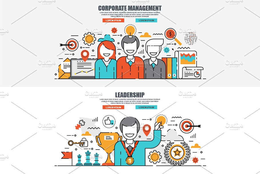 电子商务扁平概念矢量设计模板 Flat Line Color Concepts插图(3)