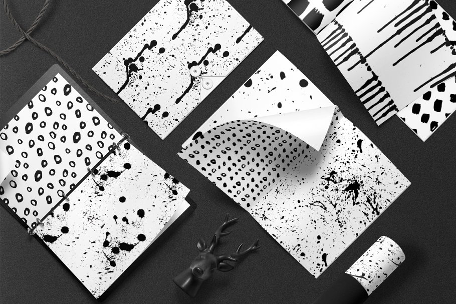 墨水图案无缝矢量纹理 Ink Vector Seamless Patterns插图(2)