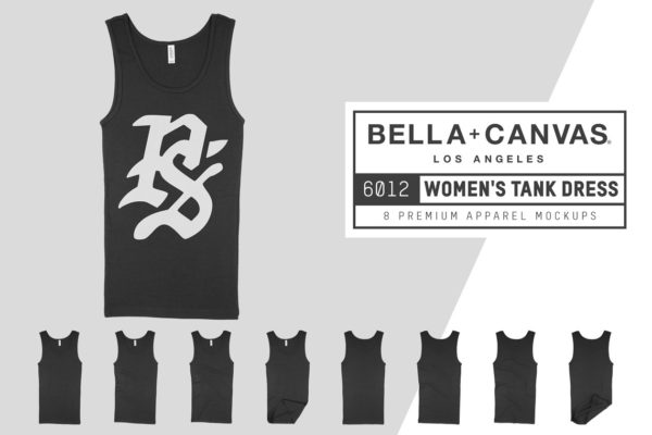 女士背心连衣裙样机模板 Bella Canvas 6012 Women’s Tank Dress