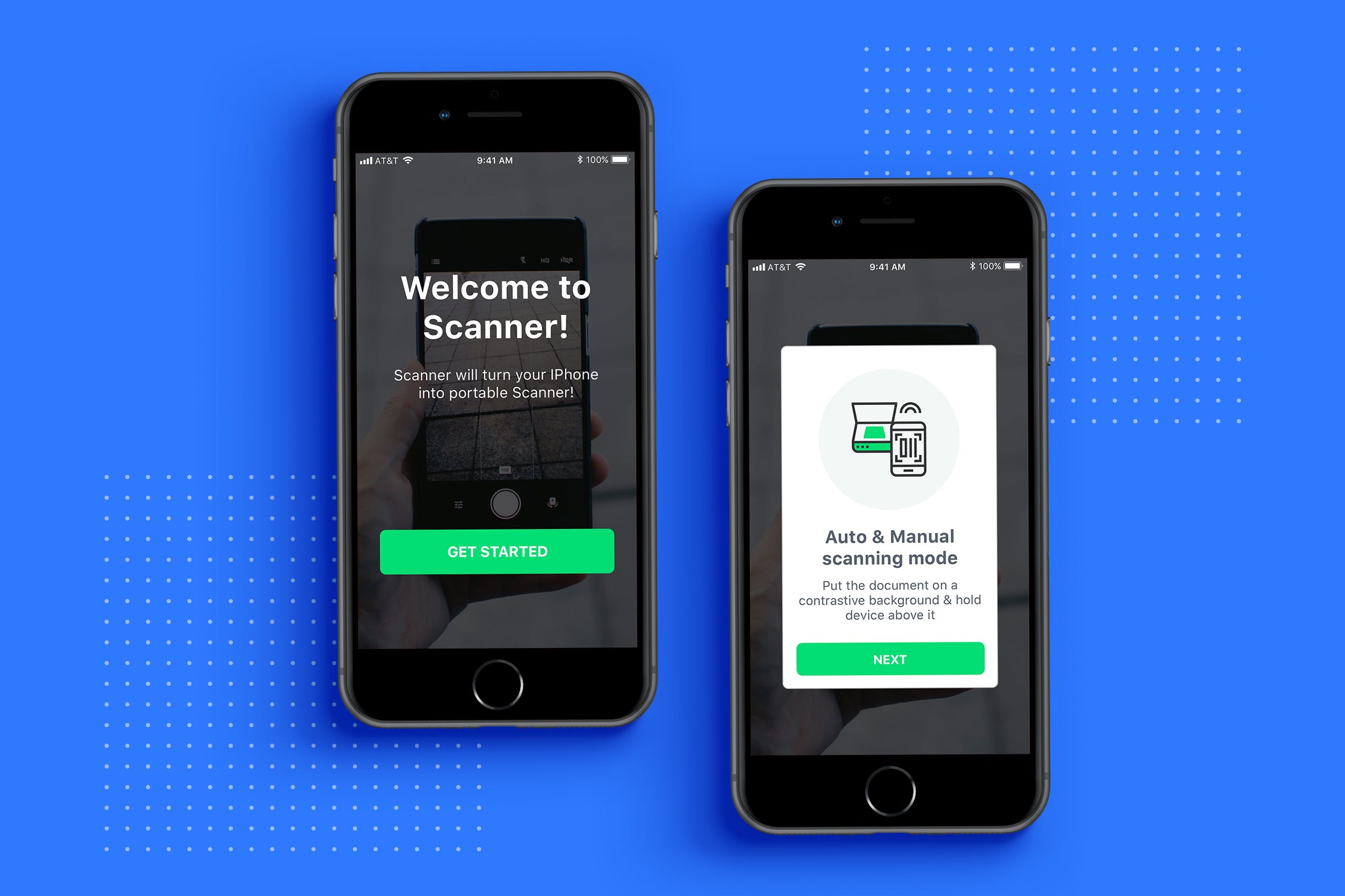 PDF扫描软件APP应用启动页设计界面模板v1 PDF Scanner app mobile template插图