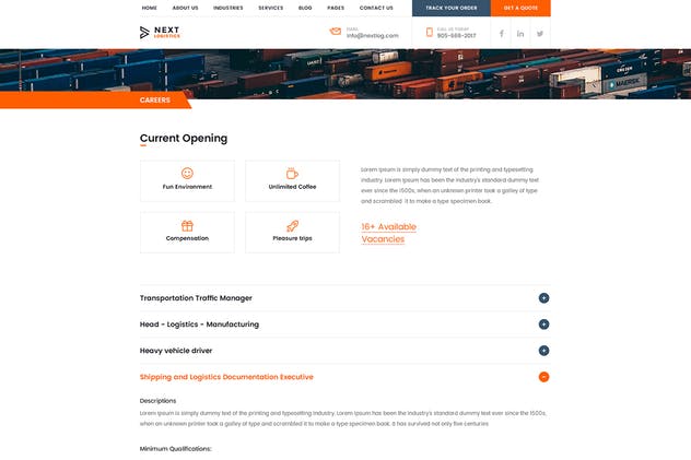 交通运输快递物流公司网站PSD模板 Logistics Transportation Shipping Agency Business插图(3)