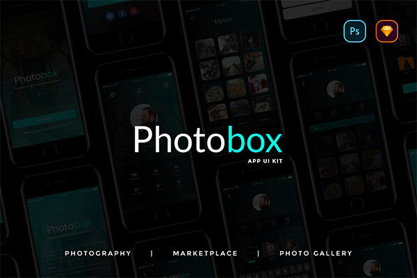 多用途的拍照摄影图库APP UI KITS（PSD&amp;SKETCH）