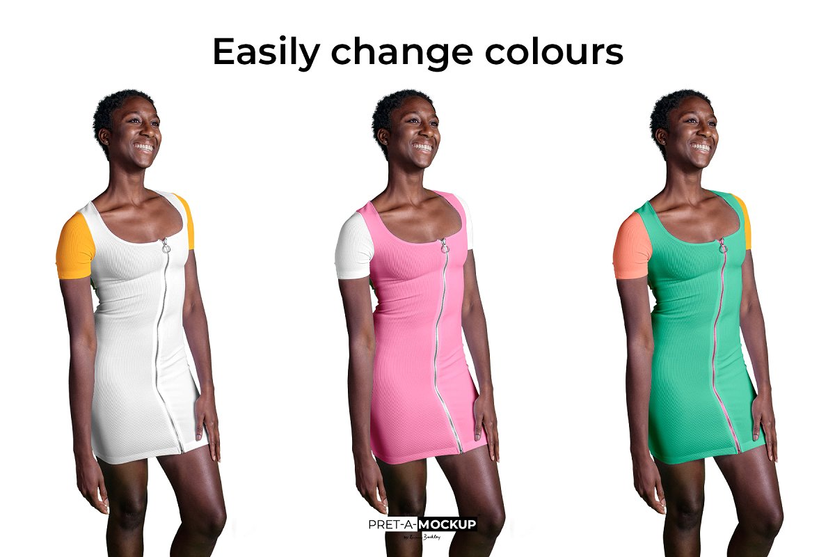 拉链紧身连衣裙服装样机插图(3)