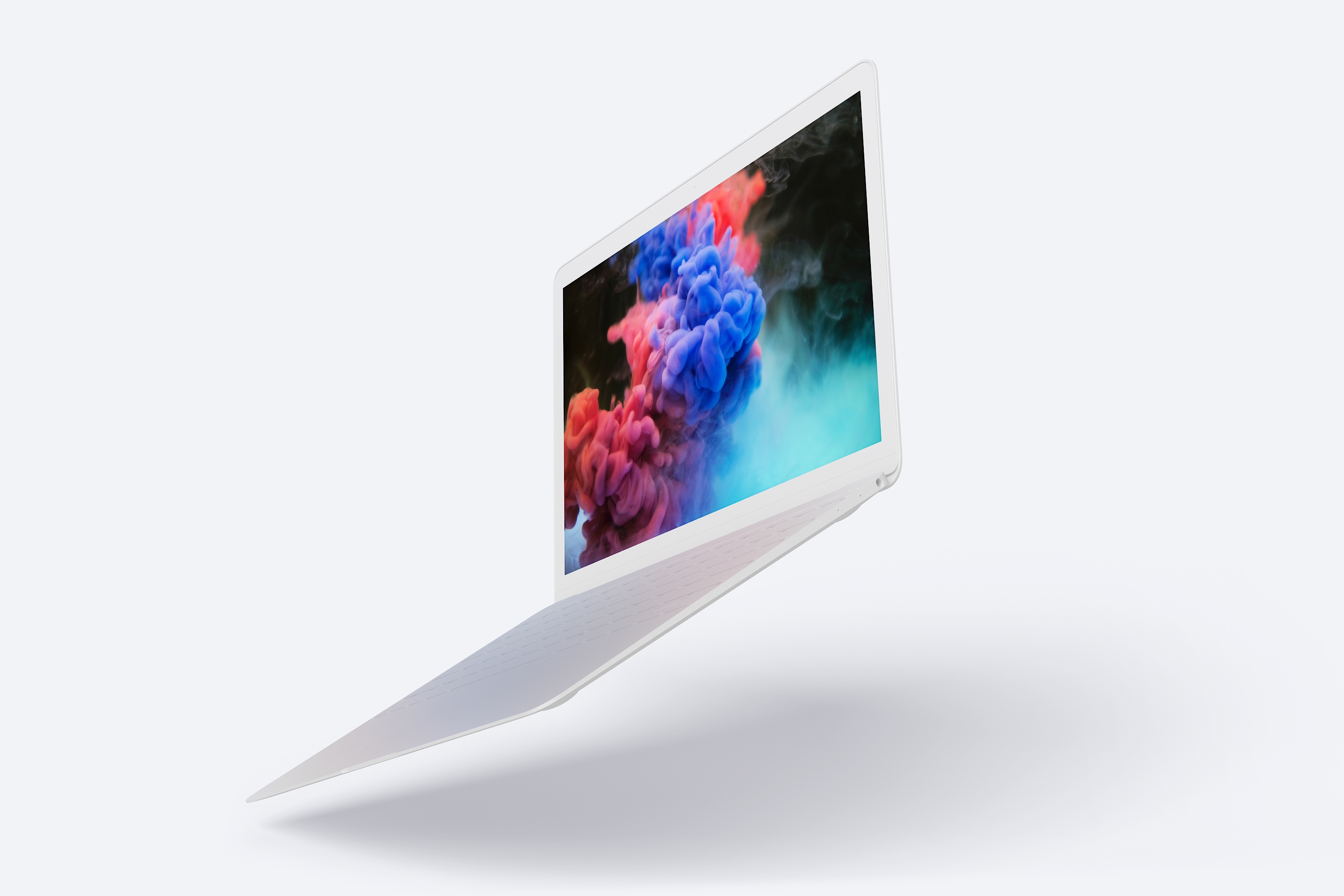 MacBook笔记本电脑悬空效果右视图样机模板 Clay MacBook Mockup, Floating Right View插图(4)