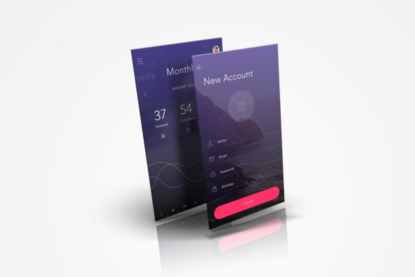 应用程序UI设计屏幕透视图样机模板03 Perspective App Screen Mockup 03