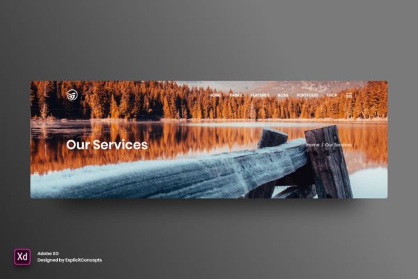 着陆页网页顶部设计UI模板Vol.3 Page Title Vol 03 – Adobe XD