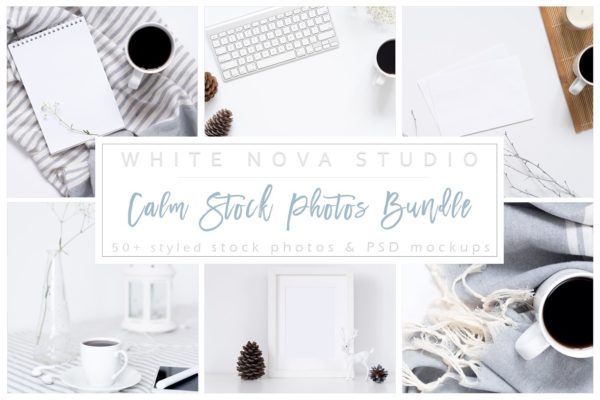 冷色调场景样机模板 Calm Stock Photos Bundle