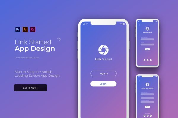 APP注册登录界面UI设计素材库精选模板 Link Login &amp; Signup | App Template