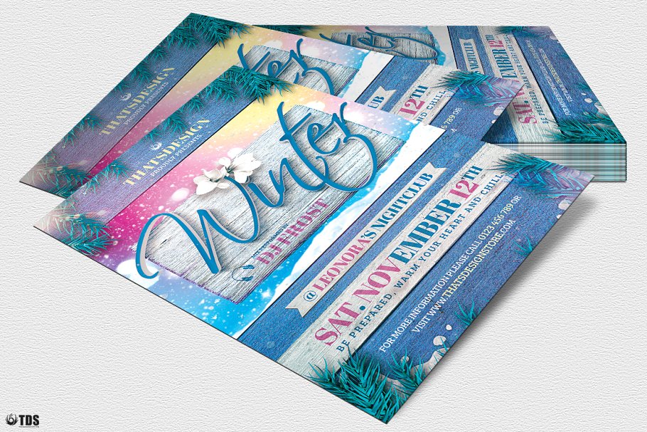 冬日节气活动宣传传单PSD模板v3 Winter Season Flyer PSD V3插图(3)