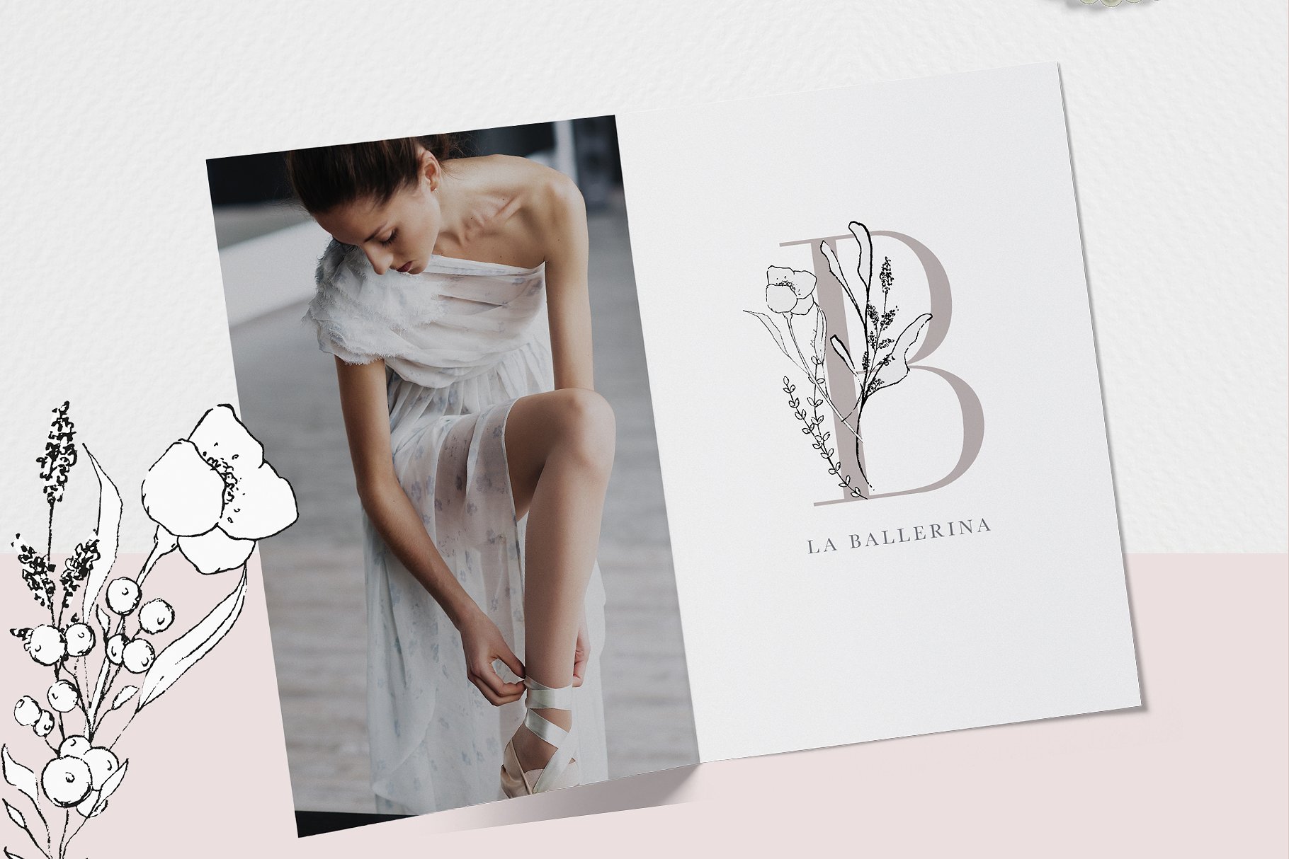 优雅风格手绘花卉插图&字母素材 Floral Alphabet & Illustrations插图(5)