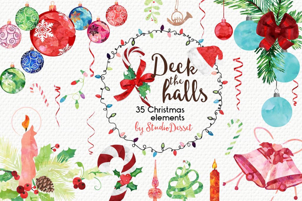 350+超丰富实用的圣诞节水彩手绘素材打包下载[png]插图(9)