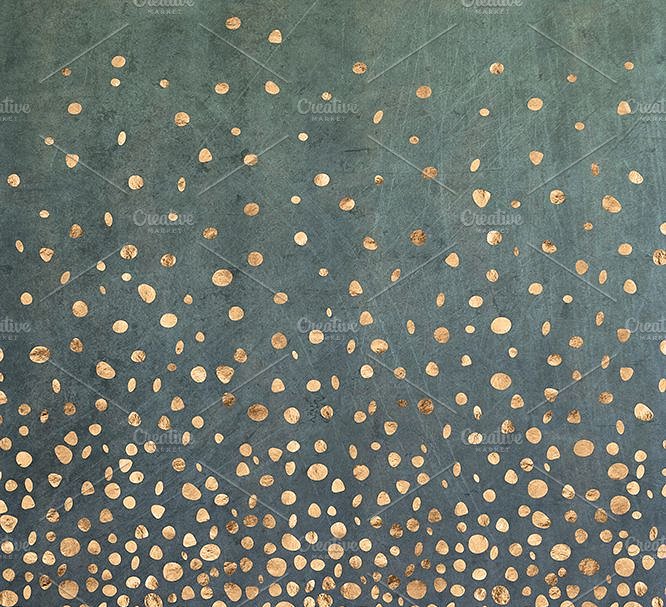 琥珀与孔雀石金色水彩纹理背景 Amber & Malachite Golden Watercolor插图(1)